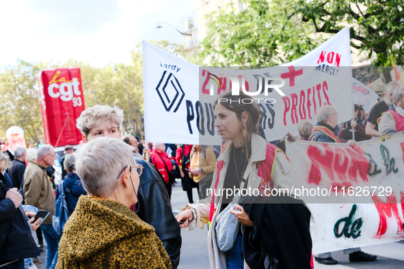 CGT protesters in Paris, France, during the interprofessional strike day against the policies of Michel Barnier and Emmanuel Macron, in Pari...