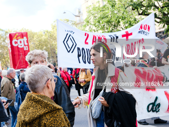 CGT protesters in Paris, France, during the interprofessional strike day against the policies of Michel Barnier and Emmanuel Macron, in Pari...