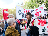 CGT protesters in Paris, France, during the interprofessional strike day against the policies of Michel Barnier and Emmanuel Macron, in Pari...