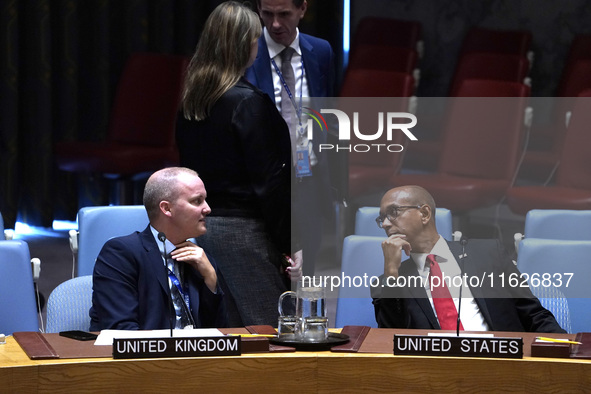 Fergus Eckersley, Minister Counsellor, at the Security Council meeting on the situation in Libya and Robert A. Wood US Representative to the...