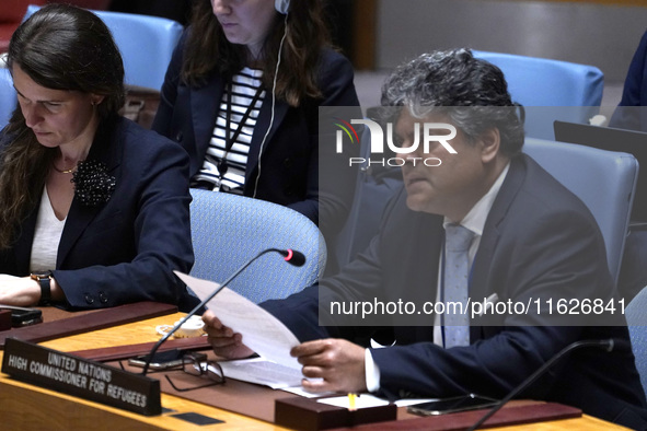 Sivanka Dhanapala, Director of the United Nations High Commissioner for Refugees Office in New York, briefs the Security Council meeting on...