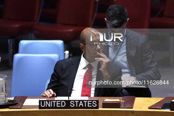 Robert A. Wood US Representative to the UN    speaks during a Security Council meeting on migrant smuggling off the coast of Libya at the Un...