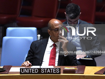 Robert A. Wood US Representative to the UN    speaks during a Security Council meeting on migrant smuggling off the coast of Libya at the Un...