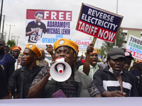 Activists stage a protest tagged #FearlessInOctober over increased hunger, insecurity, and economic hardship as Nigeria marks its 64th Indep...