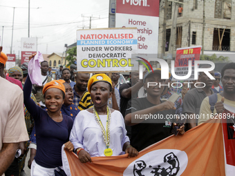 Activists stage a protest tagged #FearlessInOctober over increased hunger, insecurity, and economic hardship as Nigeria marks its 64th Indep...