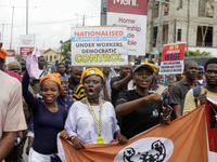 Activists stage a protest tagged #FearlessInOctober over increased hunger, insecurity, and economic hardship as Nigeria marks its 64th Indep...