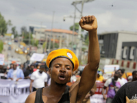 Activists stage a protest tagged #FearlessInOctober over increased hunger, insecurity, and economic hardship as Nigeria marks its 64th Indep...