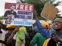 Activists stage a protest tagged #FearlessInOctober over increased hunger, insecurity, and economic hardship as Nigeria marks its 64th Indep...