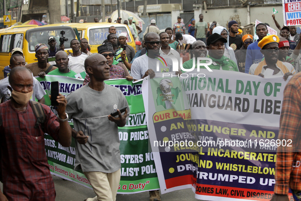 Activists stage a protest tagged #FearlessInOctober over increased hunger, insecurity, and economic hardship as Nigeria marks its 64th Indep...