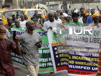 Activists stage a protest tagged #FearlessInOctober over increased hunger, insecurity, and economic hardship as Nigeria marks its 64th Indep...