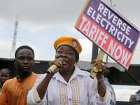 Activists stage a protest tagged #FearlessInOctober over increased hunger, insecurity, and economic hardship as Nigeria marks its 64th Indep...