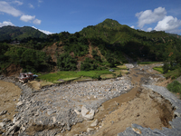 A section of BP Highway, a major highway that connects Kathmandu directly with the Southern Plains of Nepal, is damaged by a landslide in Ka...