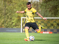 Rafal Pietrzak plays during the game between Wieczysta Krakow and GKS Jastrzebie in Krakow, Poland, on October 1, 2024. Betclic 2 Liga, Poli...