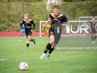 Jan Flak during the game between Wieczysta Krakow and GKS Jastrzebie in Krakow, Poland, on October 1, 2024. Betclic 2 Liga, Polish football...