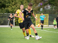 Sebastian Rogala participates in the game between Wieczysta Krakow and GKS Jastrzebie in Krakow, Poland, on October 1, 2024. Betclic 2 Liga,...