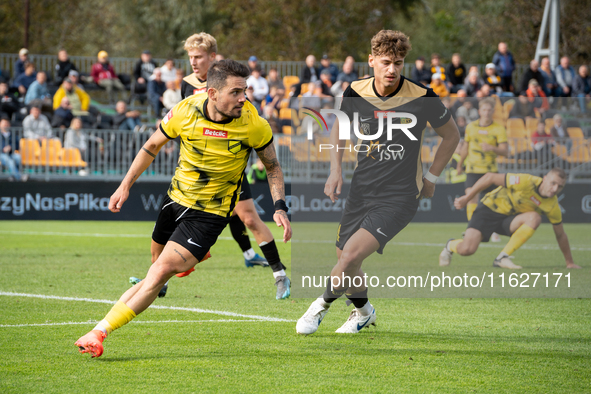 Betclic 2 Liga game between Wieczysta Krakow and GKS Jastrzebie in Krakow, Poland, on October 1, 2024. Polish football second league match a...