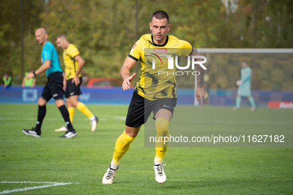 Tomasz Swedrowski participates in the game between Wieczysta Krakow and GKS Jastrzebie in Krakow, Poland, on October 1, 2024. Betclic 2 Liga...