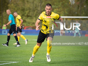 Tomasz Swedrowski participates in the game between Wieczysta Krakow and GKS Jastrzebie in Krakow, Poland, on October 1, 2024. Betclic 2 Liga...