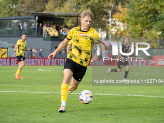 Bartosz Brzek during the game between Wieczysta Krakow and GKS Jastrzebie in Krakow, Poland, on October 1, 2024. Betclic 2 Liga, Polish foot...