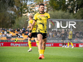 Goku Roman during the game between Wieczysta Krakow and GKS Jastrzebie in Krakow, Poland, on October 1, 2024. Betclic 2 Liga, Polish footbal...