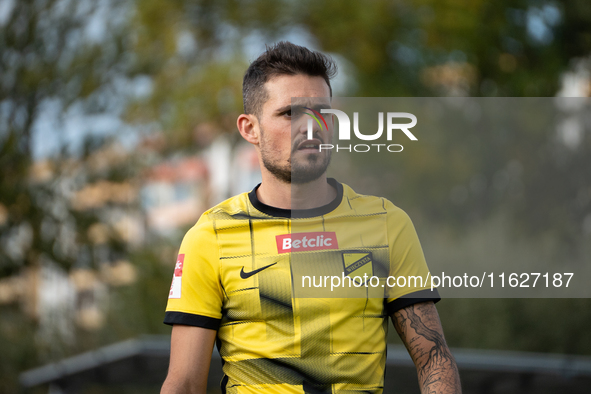 Goku Roman during the game between Wieczysta Krakow and GKS Jastrzebie in Krakow, Poland, on October 1, 2024. Betclic 2 Liga, Polish footbal...