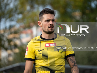 Goku Roman during the game between Wieczysta Krakow and GKS Jastrzebie in Krakow, Poland, on October 1, 2024. Betclic 2 Liga, Polish footbal...