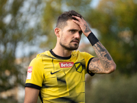 Goku Roman during the game between Wieczysta Krakow and GKS Jastrzebie in Krakow, Poland, on October 1, 2024. Betclic 2 Liga, Polish footbal...