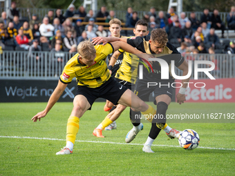 Betclic 2 Liga game between Wieczysta Krakow and GKS Jastrzebie in Krakow, Poland, on October 1, 2024. Polish football second league match a...