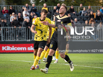 Oskar Paprzycki plays during the game between Wieczysta Krakow and GKS Jastrzebie in Krakow, Poland, on October 1, 2024. Betclic 2 Liga, Pol...