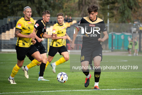 Szymon Matysek participates in the game between Wieczysta Krakow and GKS Jastrzebie in Krakow, Poland, on October 1, 2024. Betclic 2 Liga, P...