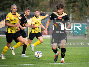 Szymon Matysek participates in the game between Wieczysta Krakow and GKS Jastrzebie in Krakow, Poland, on October 1, 2024. Betclic 2 Liga, P...