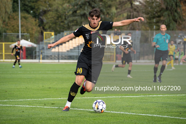 Szymon Matysek participates in the game between Wieczysta Krakow and GKS Jastrzebie in Krakow, Poland, on October 1, 2024. Betclic 2 Liga, P...