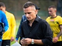 Coach Slawomir Peszko during the game between Wieczysta Krakow and GKS Jastrzebie in Krakow, Poland, on October 1, 2024. Betclic 2 Liga, Pol...