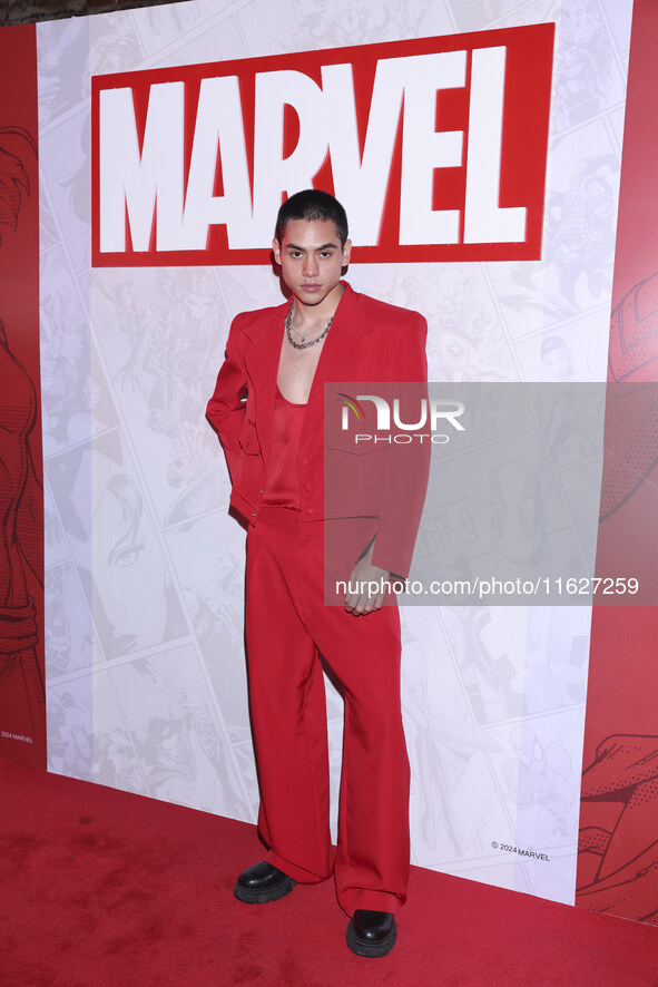 A guest attends the Marvel 85 red carpet of the Fashion Forward at Fronton Bucarelli in Mexico City, Mexico, on September 30, 2024. 