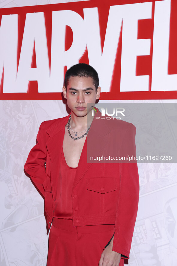 A guest attends the Marvel 85 red carpet of the Fashion Forward at Fronton Bucarelli in Mexico City, Mexico, on September 30, 2024. 