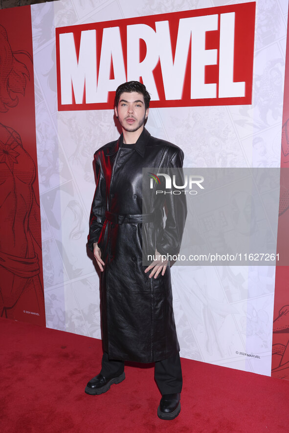 A guest attends the Marvel 85 red carpet of the Fashion Forward at Fronton Bucarelli in Mexico City, Mexico, on September 30, 2024. 