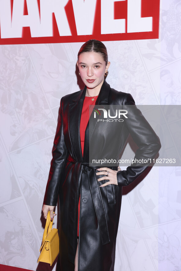 Mia Rubin attends the Marvel 85 red carpet of the Fashion Forward at Fronton Bucarelli in Mexico City, Mexico, on September 30, 2024. 