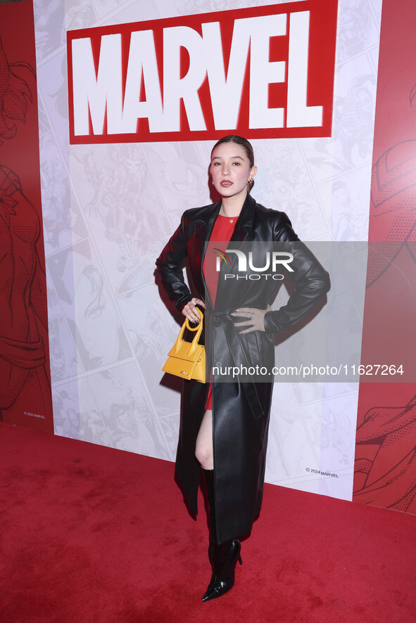 Mia Rubin attends the Marvel 85 red carpet of the Fashion Forward at Fronton Bucarelli in Mexico City, Mexico, on September 30, 2024. 