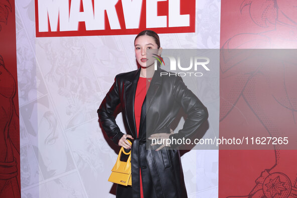 Mia Rubin attends the Marvel 85 red carpet of the Fashion Forward at Fronton Bucarelli in Mexico City, Mexico, on September 30, 2024. 