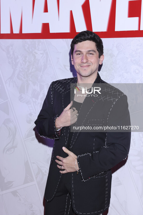 Gerry Velazquez attends the Marvel 85 red carpet of the Fashion Forward at Fronton Bucarelli in Mexico City, Mexico, on September 30, 2024. 