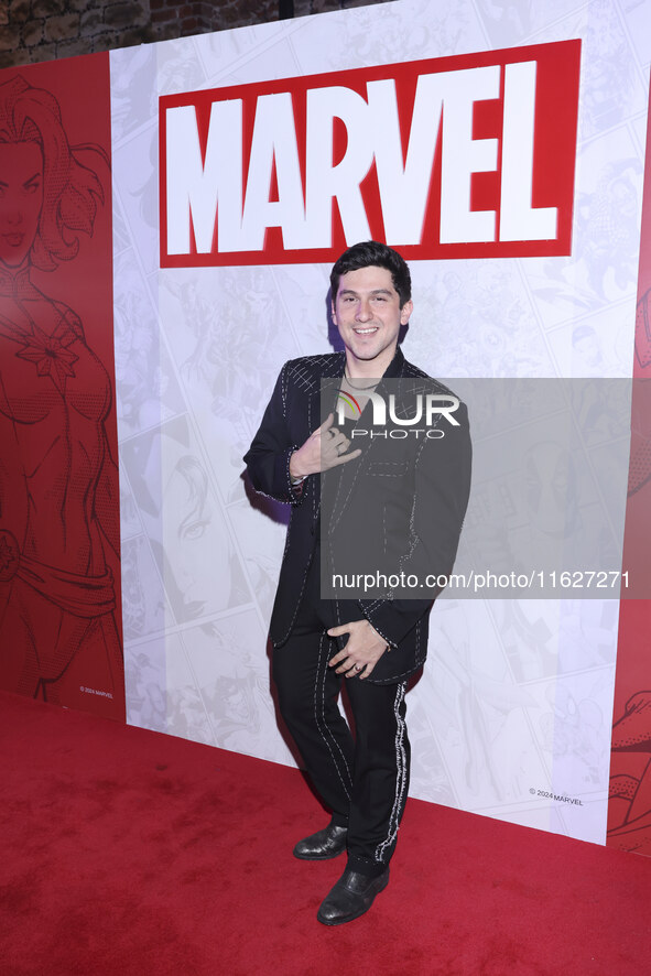 Gerry Velazquez attends the Marvel 85 red carpet of the Fashion Forward at Fronton Bucarelli in Mexico City, Mexico, on September 30, 2024. 