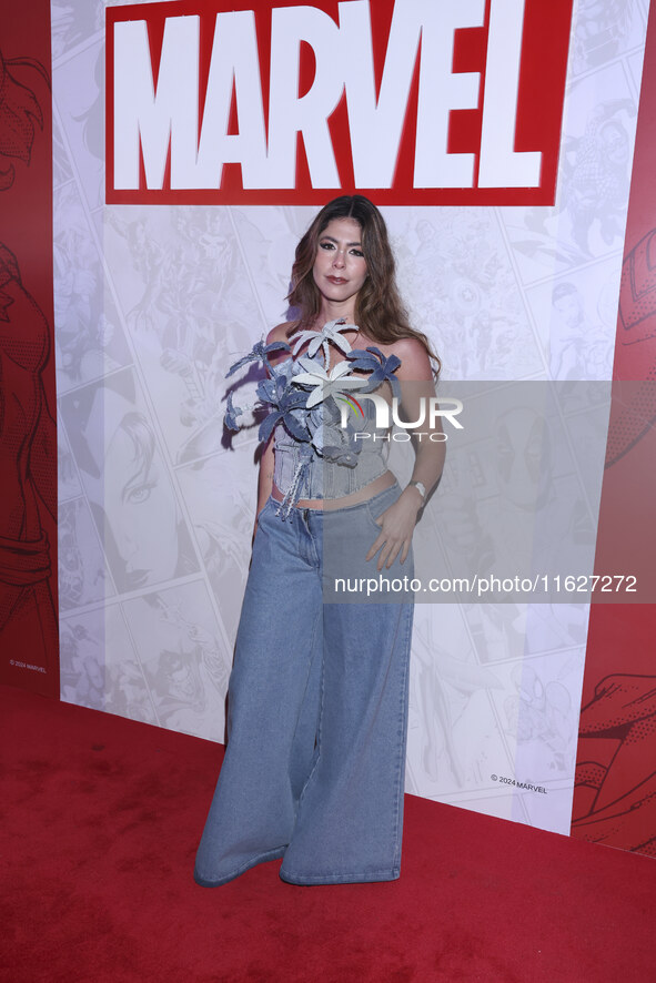 Greta Ela attends the Marvel 85 red carpet of the Fashion Forward at Fronton Bucarelli in Mexico City, Mexico, on September 30, 2024. 