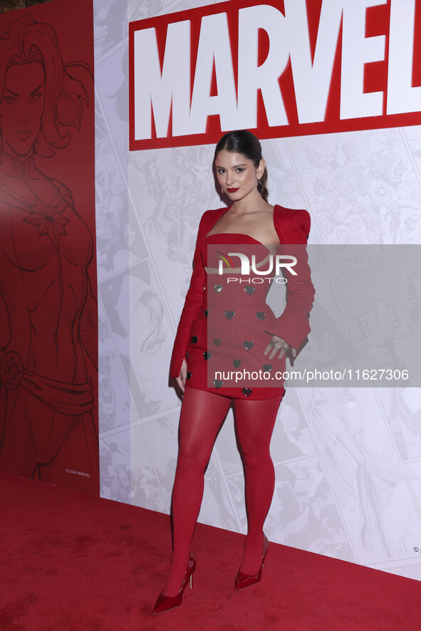 Ariana Saavedra attends the Marvel 85 red carpet of the Fashion Forward at Fronton Bucarelli in Mexico City, Mexico, on September 30, 2024. 