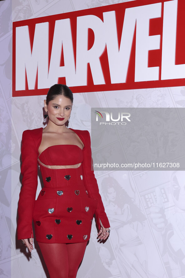 Ariana Saavedra attends the Marvel 85 red carpet of the Fashion Forward at Fronton Bucarelli in Mexico City, Mexico, on September 30, 2024. 