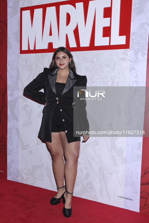 A guest attends the Marvel 85 red carpet of the Fashion Forward at Fronton Bucarelli in Mexico City, Mexico, on September 30, 2024. 