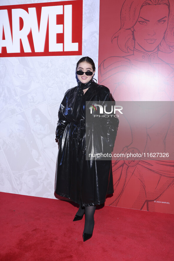 Macarena Oz attends the Marvel 85 red carpet of the Fashion Forward at Fronton Bucarelli in Mexico City, Mexico, on September 30, 2024. 