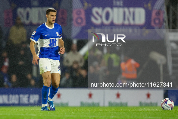 Krystian Bielik of Birmingham passes to the center during the Sky Bet League 1 match between Birmingham City and Huddersfield Town at St And...