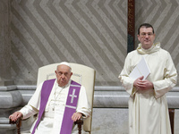 Pope Francis attends a vigil prayer in St. Peter's Basilica ahead of the start of the Synod of Bishops 16th General Assembly, at the Vatican...