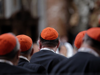 A group of Cardinals attend a vigil prayer in St. Peter's Basilica ahead of the start of the Synod of Bishops 16th General Assembly, at the...