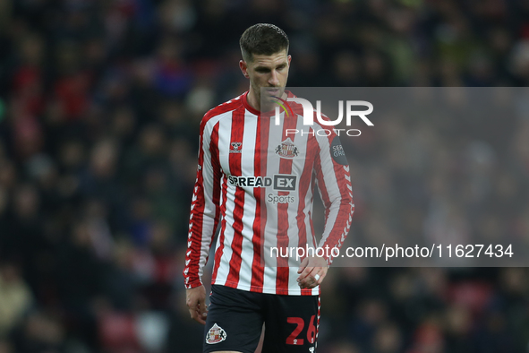 Sunderland's Chris Mepham during the Sky Bet Championship match between Sunderland and Derby County at the Stadium Of Light in Sunderland, E...